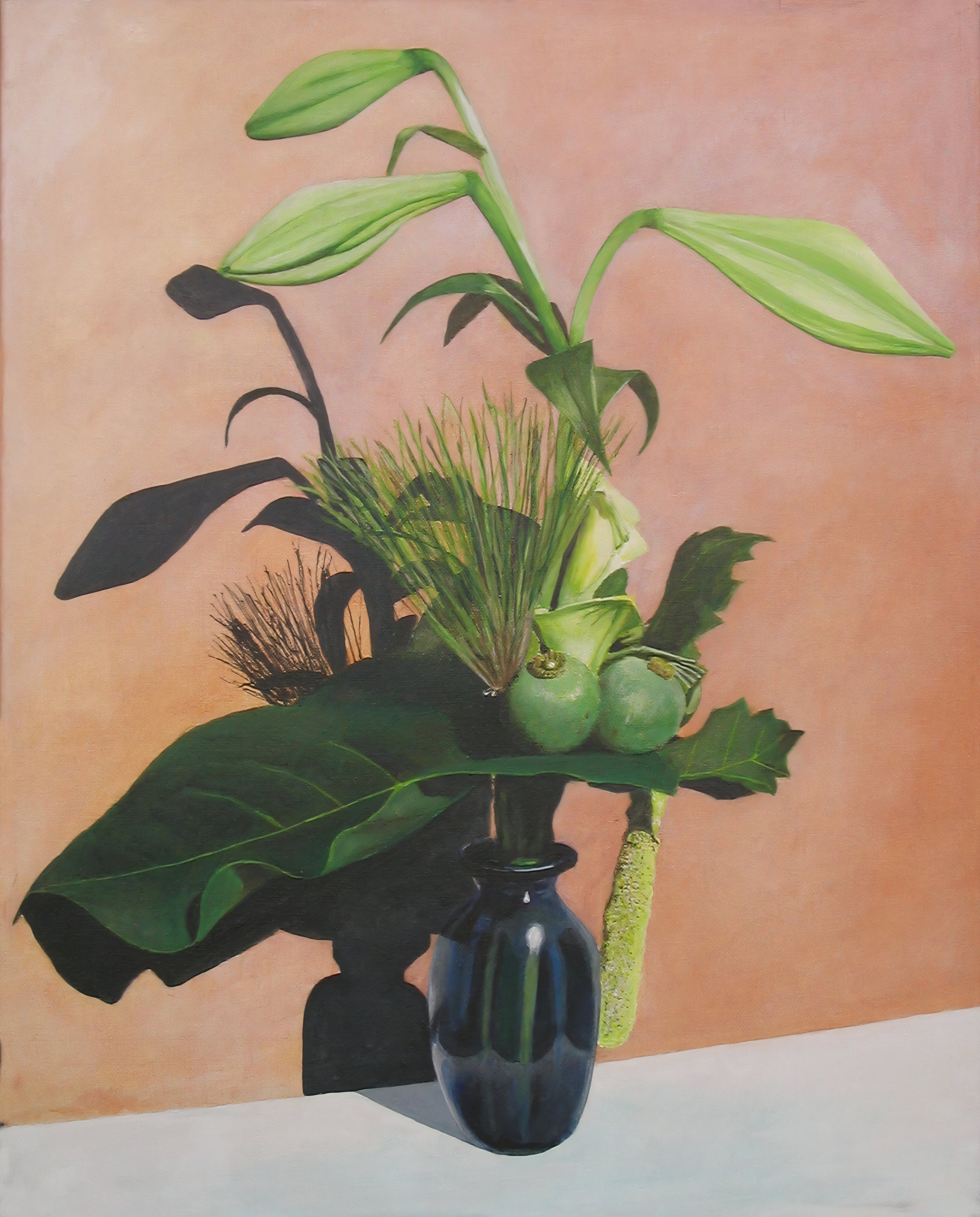 Schilderij Boeket In Blauwe Vaas