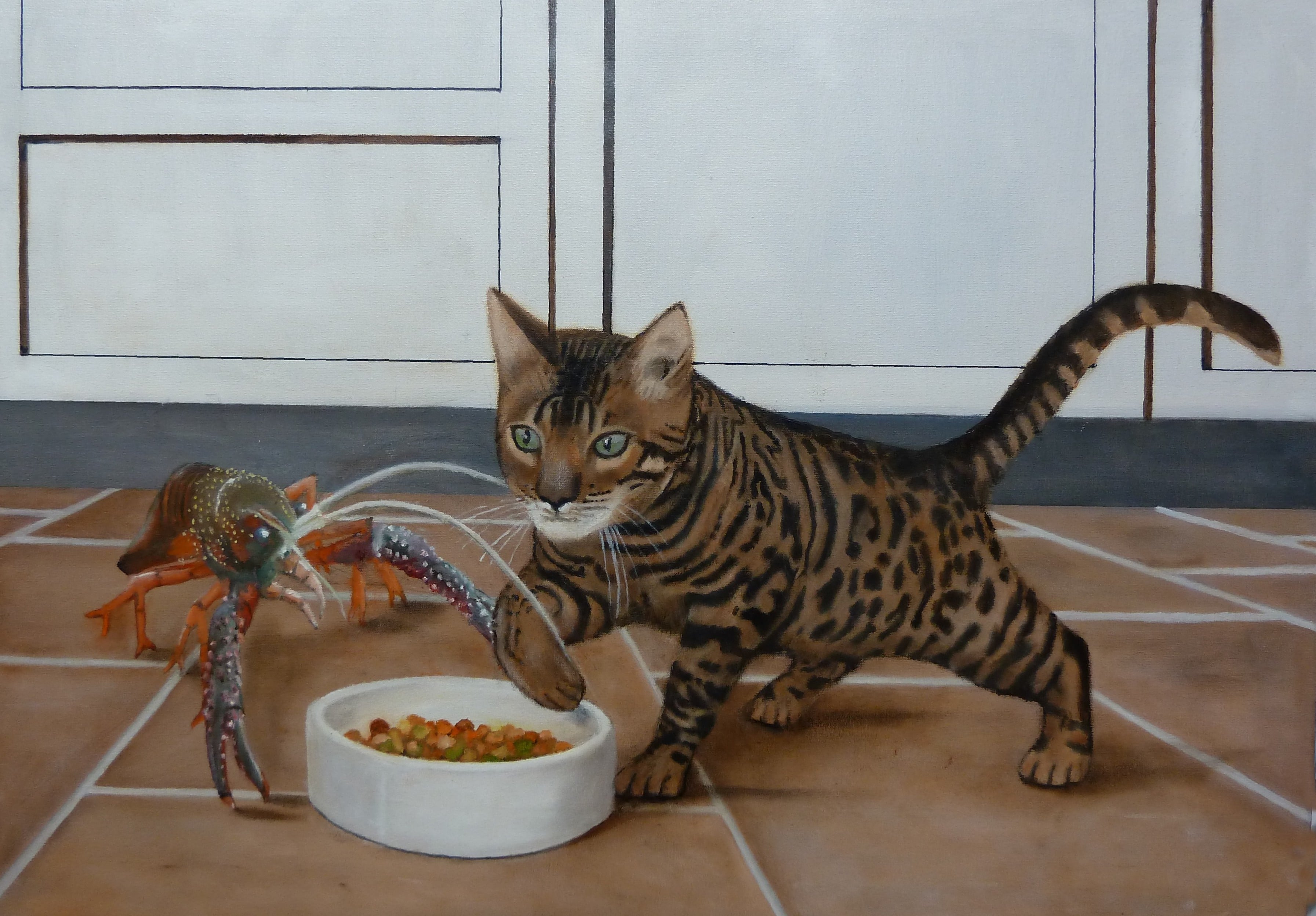 Schilderij Kreeft en Kat