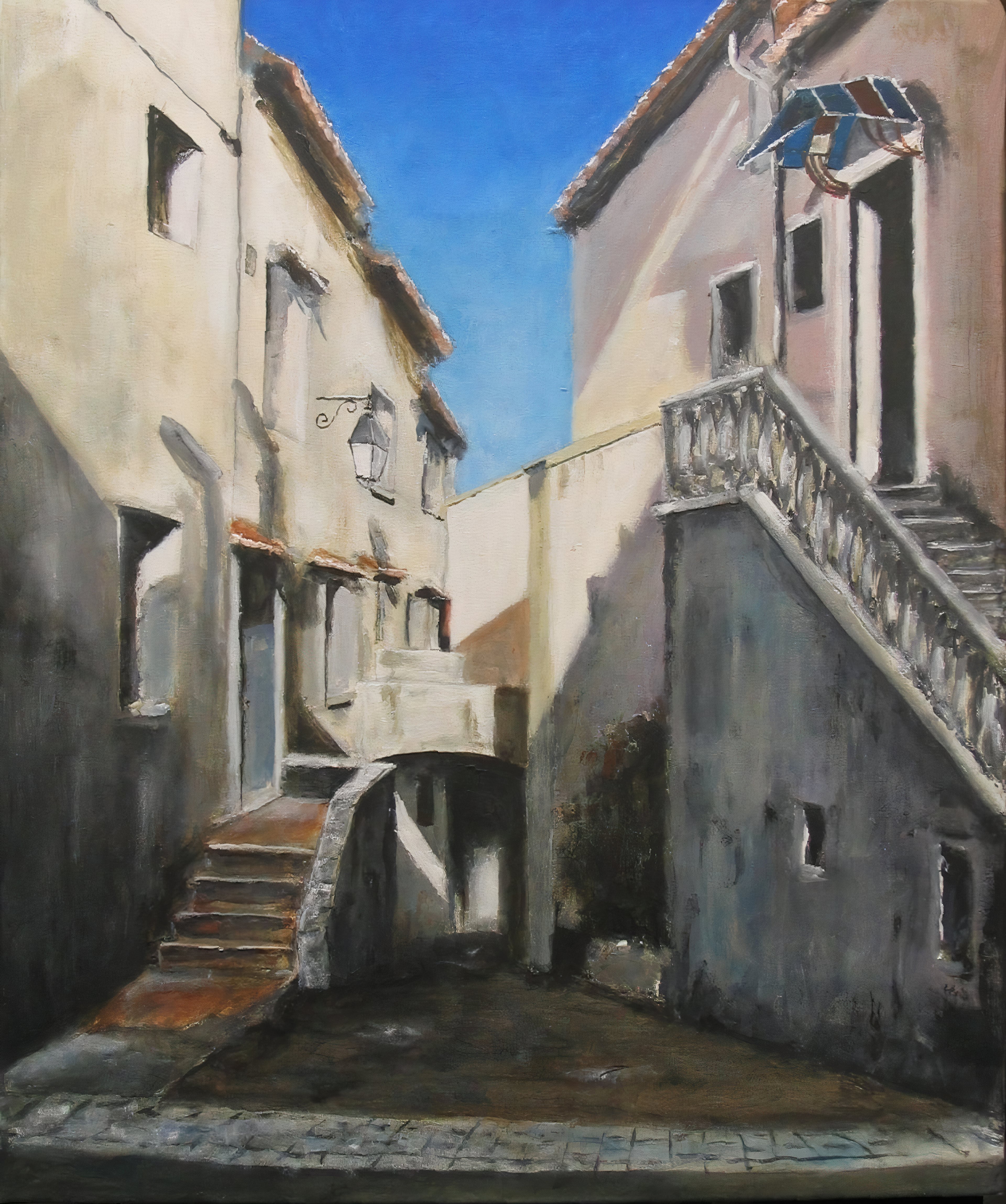 Schilderij Straatje Greoux Les Bains Provence