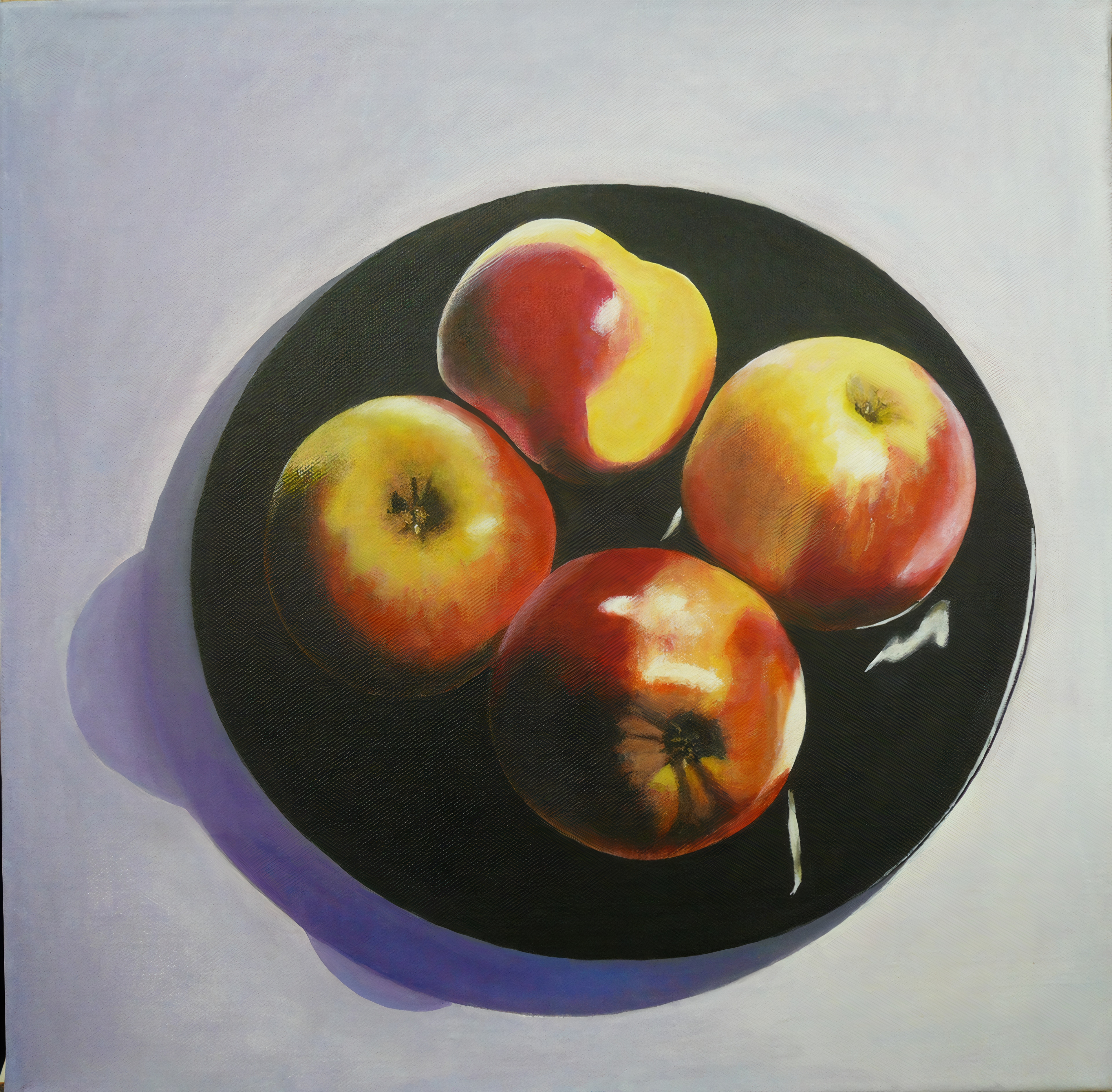 Schilderij Vier Appels op Bord